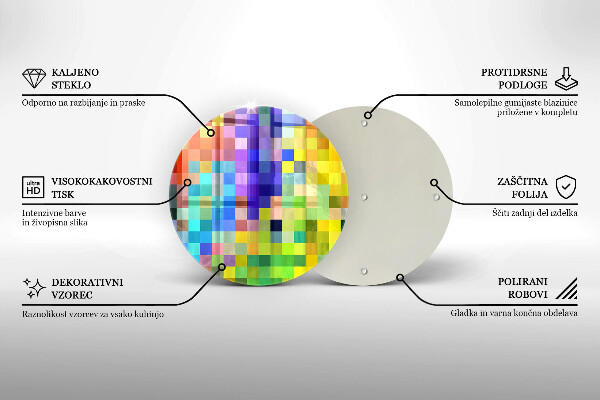 Glass worktop protector Colorful squares pixels