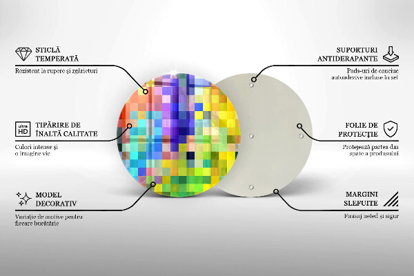 Glass worktop protector Colorful squares pixels