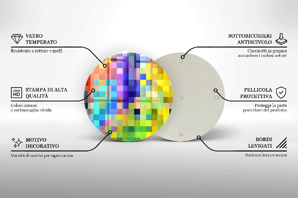 Glass worktop protector Colorful squares pixels