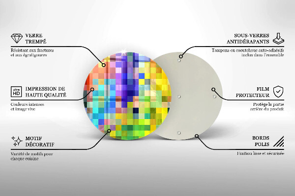 Glass worktop protector Colorful squares pixels