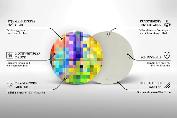Glass worktop protector Colorful squares pixels