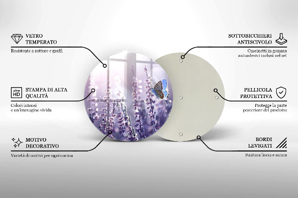 Glass worktop protector Field flowers and butterfly