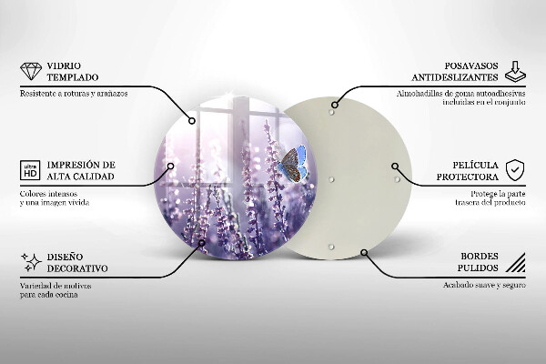 Glass worktop protector Field flowers and butterfly