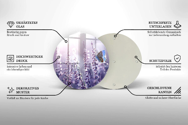 Glass worktop protector Field flowers and butterfly