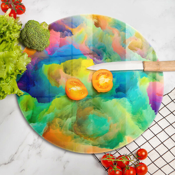 Chopping board glass Colorful abstraction