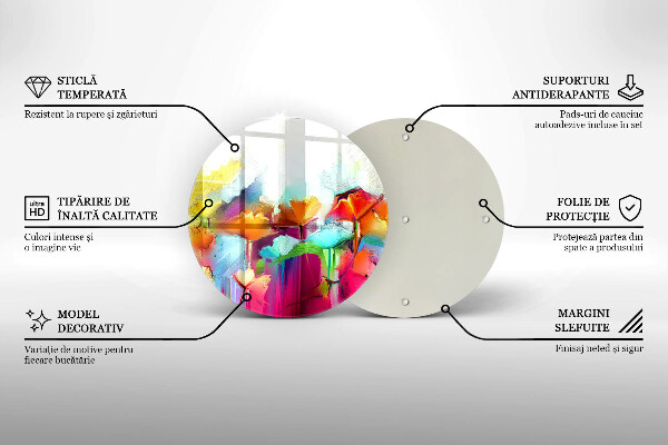 Chopping board glass Flowers painted with paints