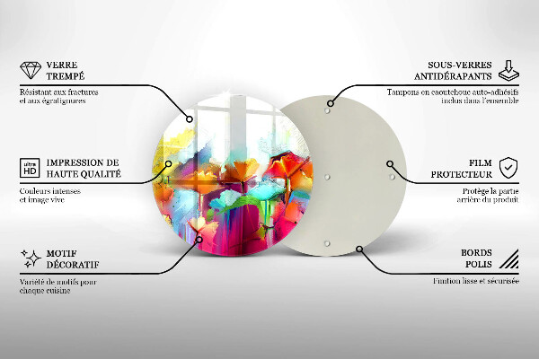 Chopping board glass Flowers painted with paints