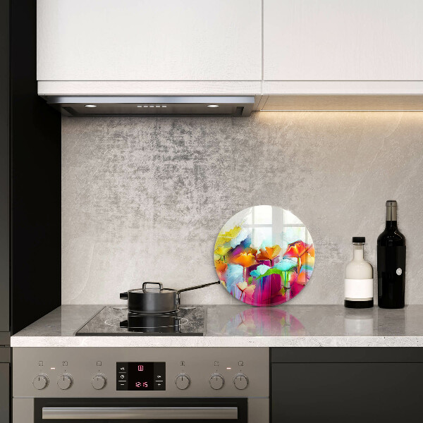 Chopping board glass Flowers painted with paints