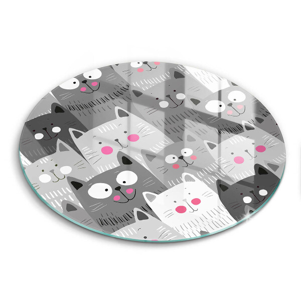 Chopping board glass Illustration of cats