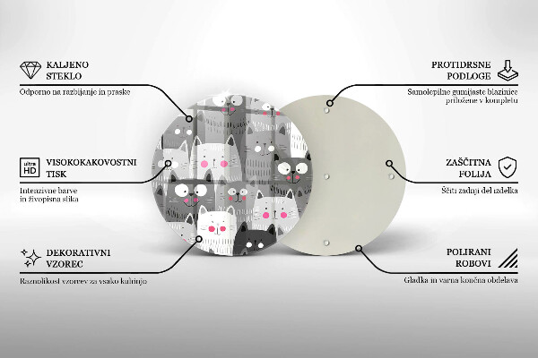 Chopping board glass Illustration of cats