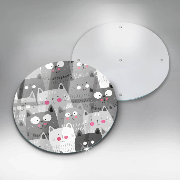 Chopping board glass Illustration of cats