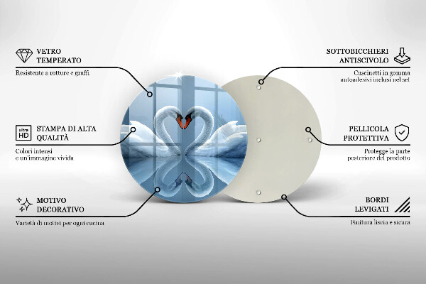 Glass worktop saver Two swans heart