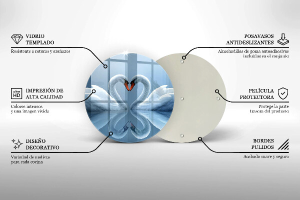 Glass worktop saver Two swans heart