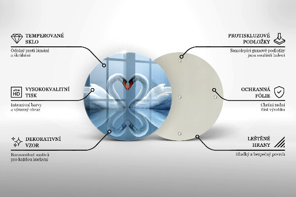 Glass worktop saver Two swans heart