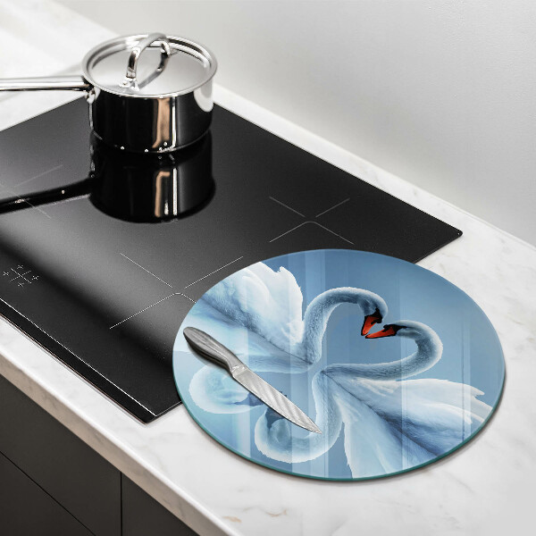 Glass worktop saver Two swans heart