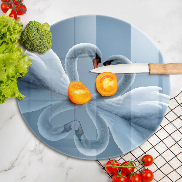 Glass worktop saver Two swans heart