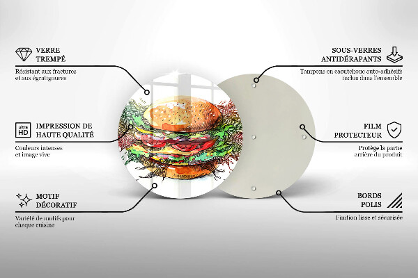 Glass worktop saver Drawing hamburger