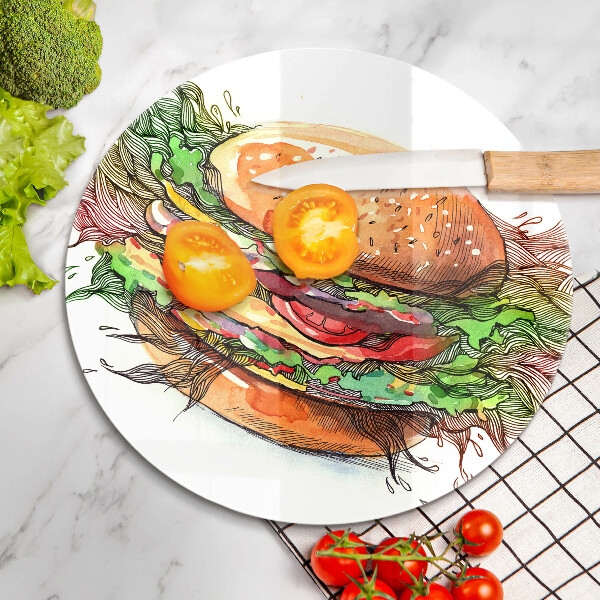 Glass worktop saver Drawing hamburger