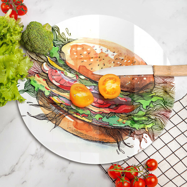 Glass worktop saver Drawing hamburger