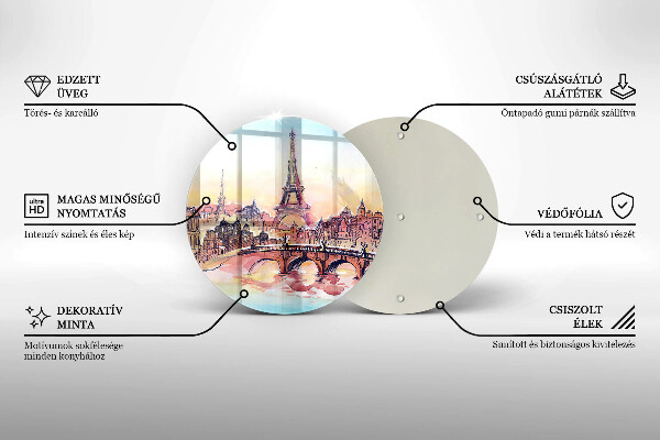 Glass worktop saver Paris landscape Eiffel Tower