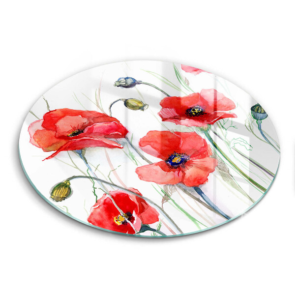 Glass worktop saver Red flowers