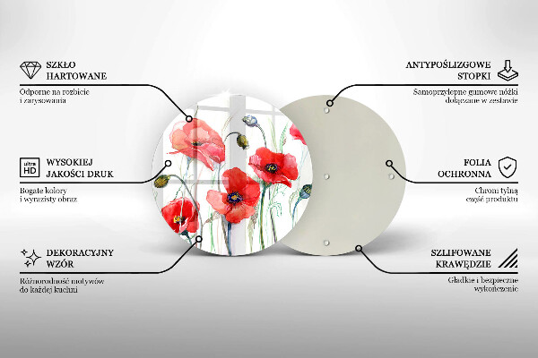 Glass worktop saver Red flowers