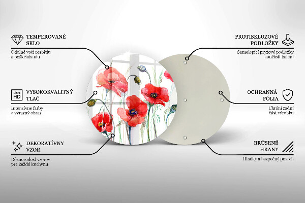 Glass worktop saver Red flowers