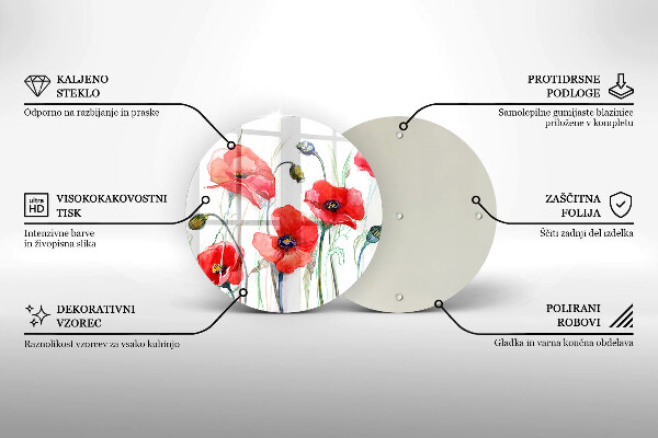 Glass worktop saver Red flowers