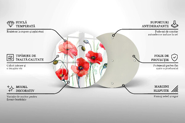 Glass worktop saver Red flowers