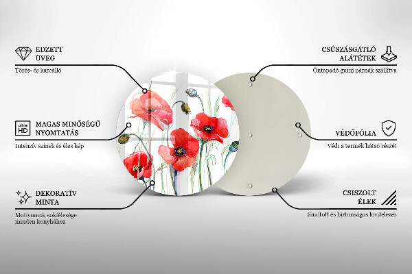 Glass worktop saver Red flowers