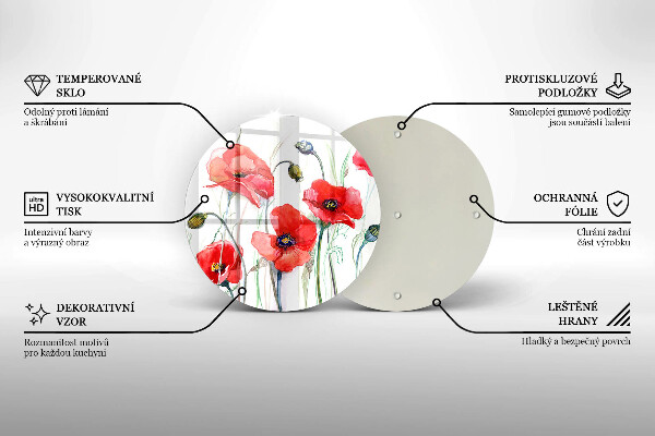 Glass worktop saver Red flowers