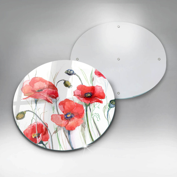 Glass worktop saver Red flowers