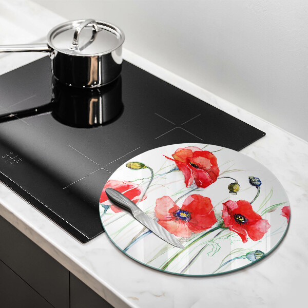 Glass worktop saver Red flowers