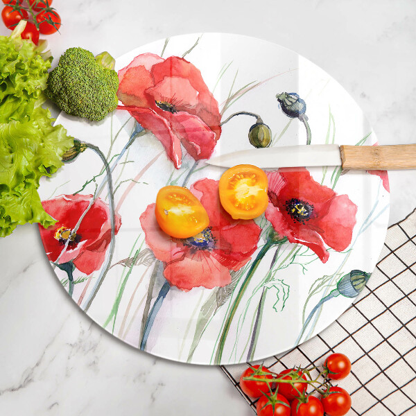 Glass worktop saver Red flowers