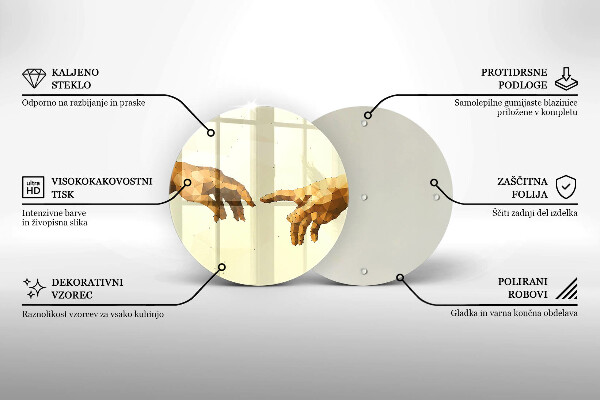 Chopping board Creation of Adam hands