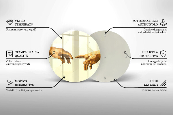 Chopping board Creation of Adam hands