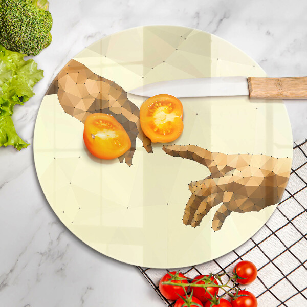 Chopping board Creation of Adam hands