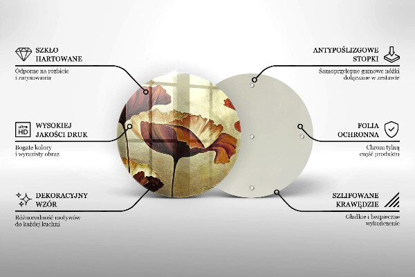 Chopping board glass Painted boho flowers