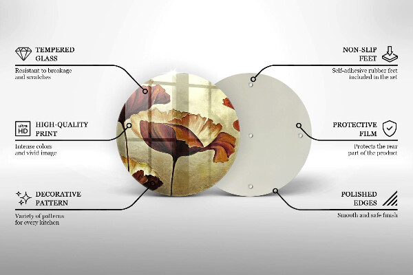 Chopping board glass Painted boho flowers