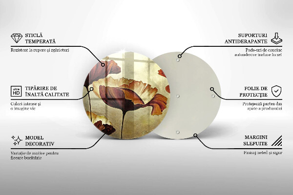 Chopping board glass Painted boho flowers