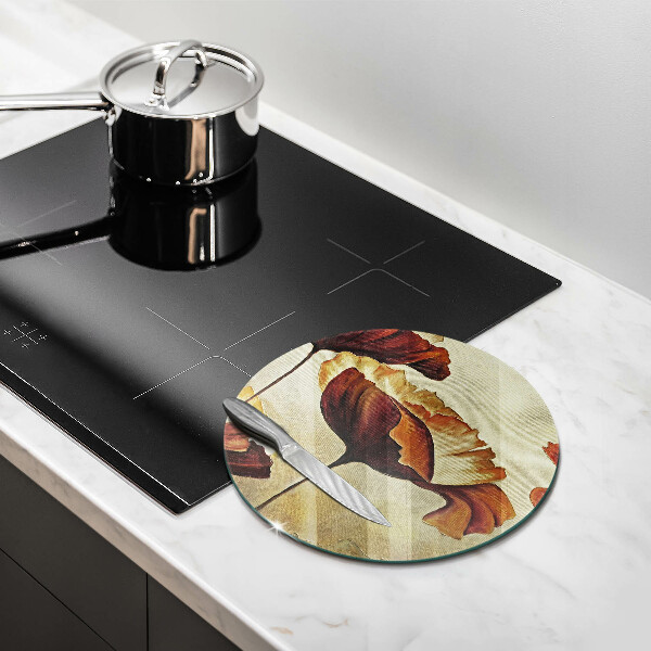 Chopping board glass Painted boho flowers