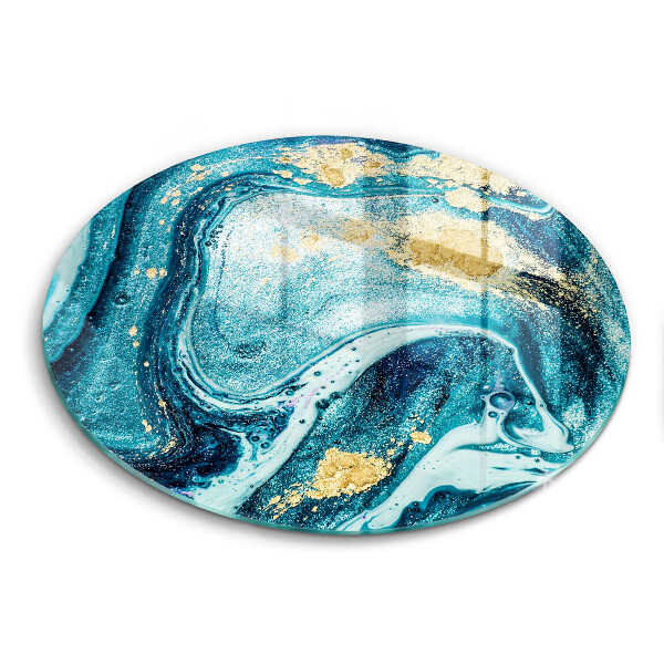 Cutting board Blue abstraction gold