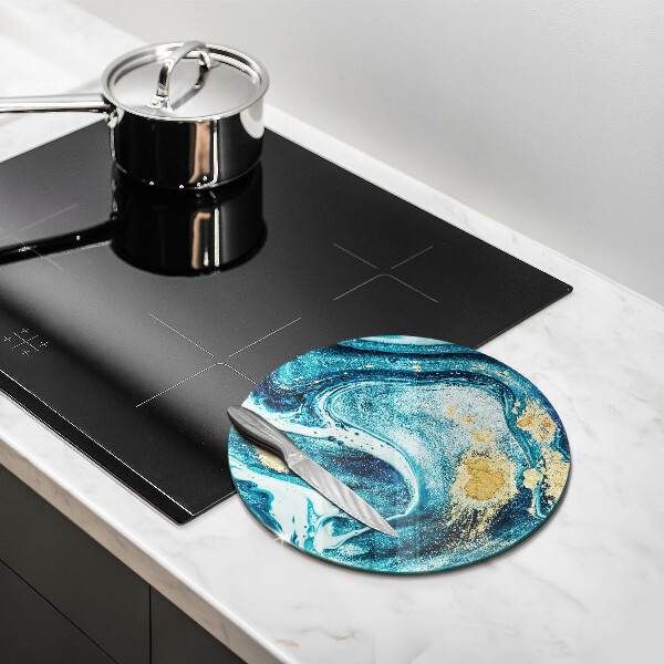 Cutting board Blue abstraction gold
