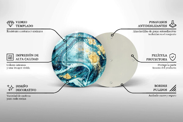 Cutting board Blue abstraction gold