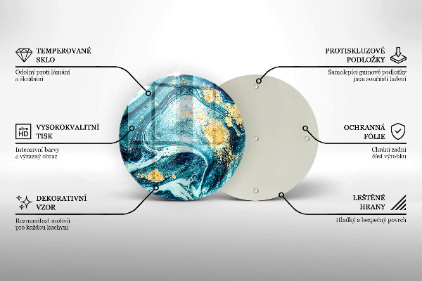 Cutting board Blue abstraction gold