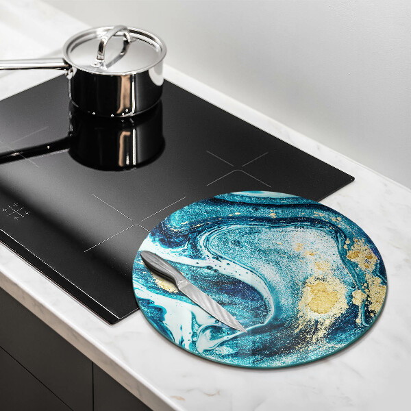 Cutting board Blue abstraction gold