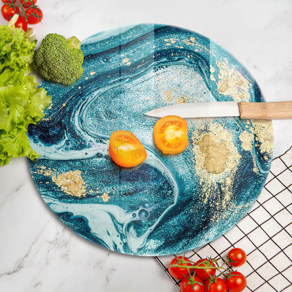 Cutting board Blue abstraction gold