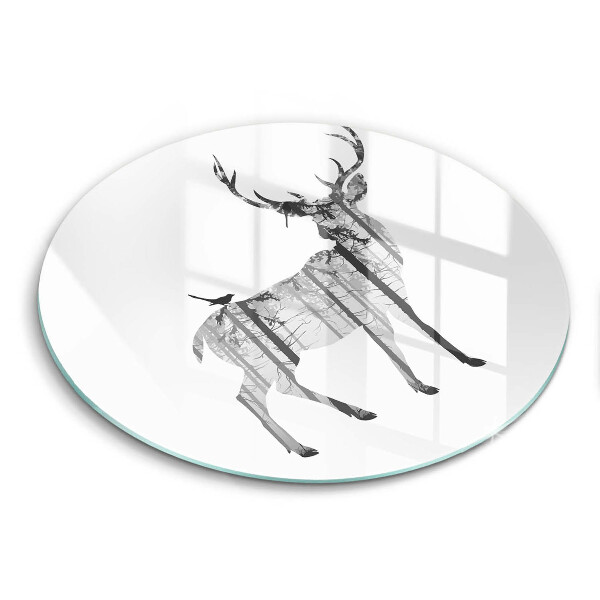 Glass worktop protector Illustration of deer and forest