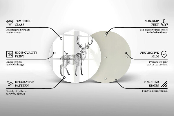 Glass worktop protector Illustration of deer and forest