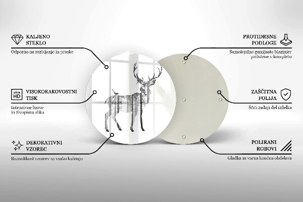 Glass worktop protector Illustration of deer and forest